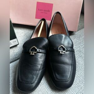 EUC! Kate Spade Black Leather Flats with Spade Detail